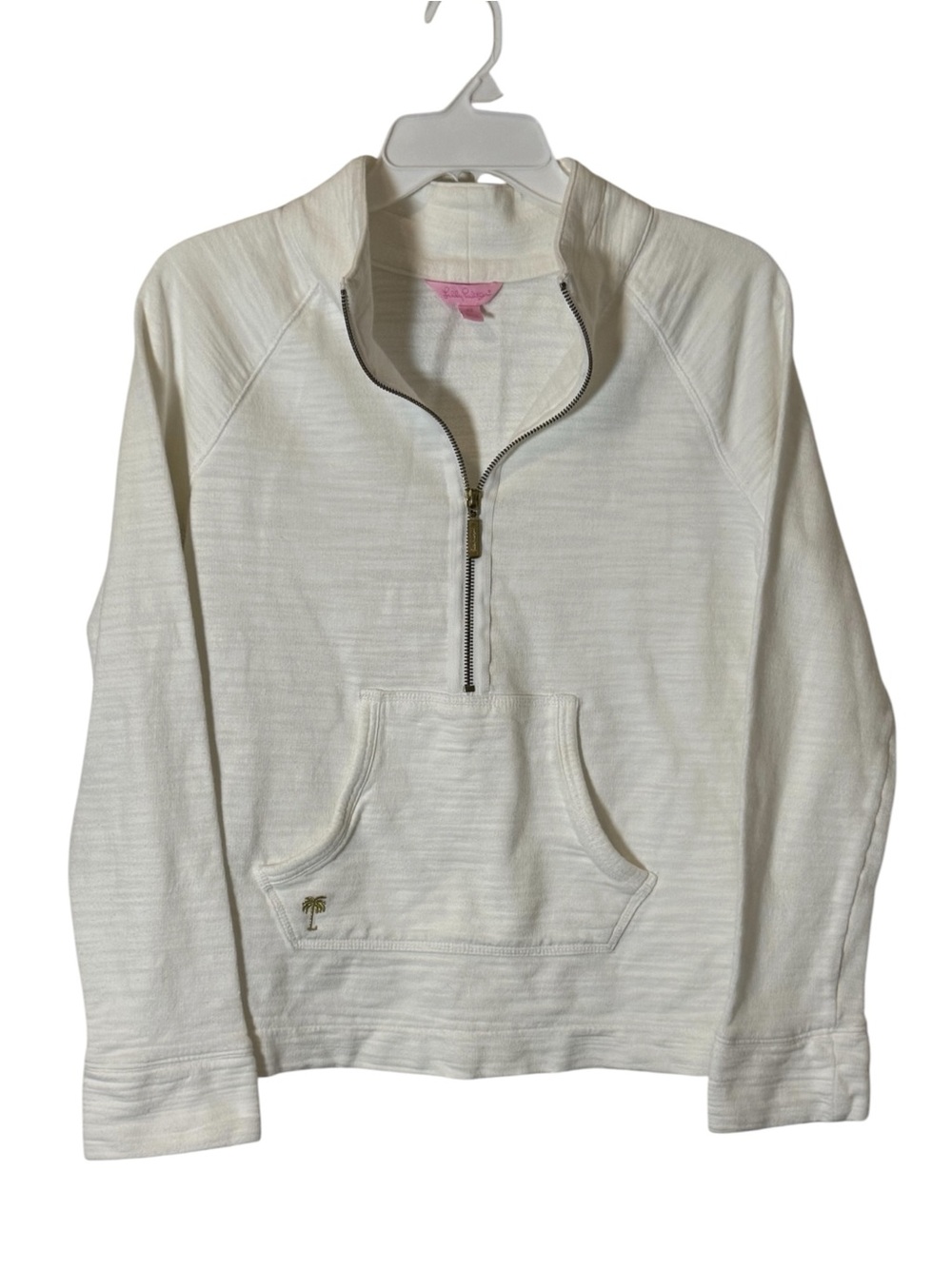 Lilly Pulitzer White Cotton Half-Zip Pullover Womens Size XS Front Pocket